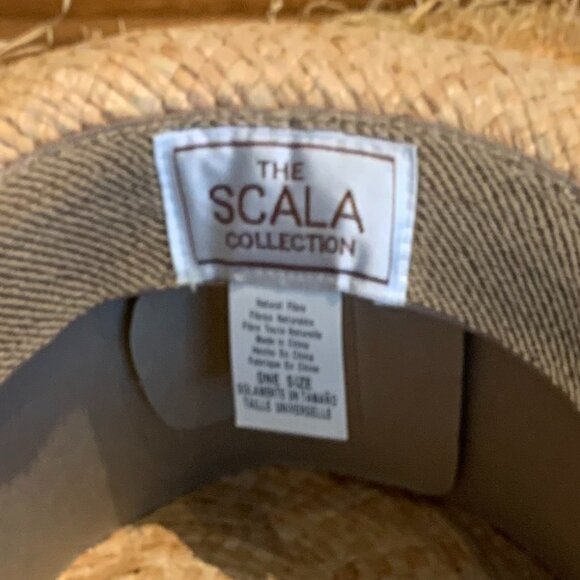 Scala natural straw hat, applied shells, straw flowers, adjustable hatband, EUC - Picture 5 of 16